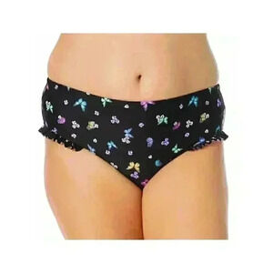 California Waves Plus Fly Away Black Multi Bikini Bottom Size 16/18 Butterfly